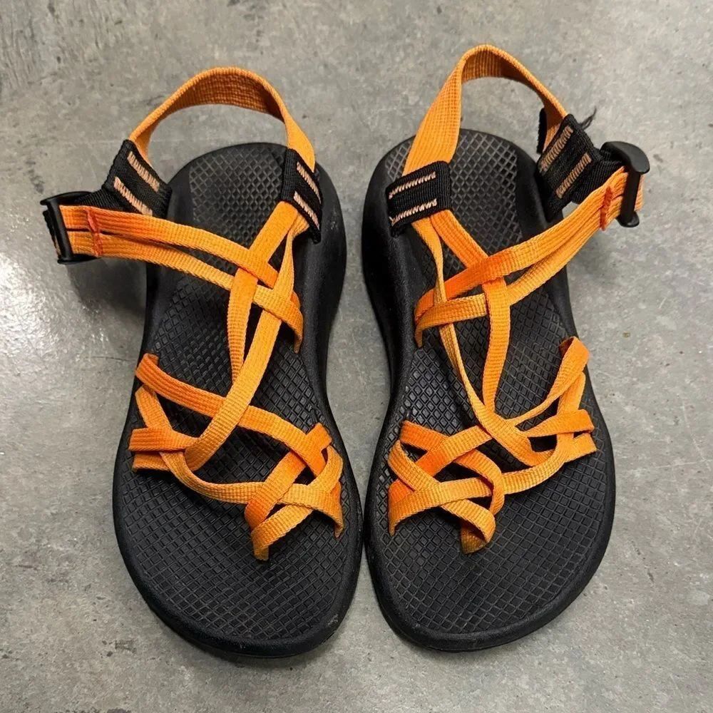 Chaco Vibrant Orange and Black Sandals